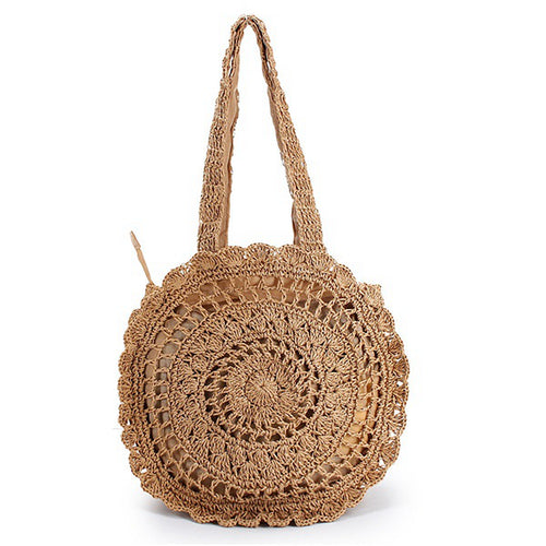 Round Inlaid Handbag (Brown)