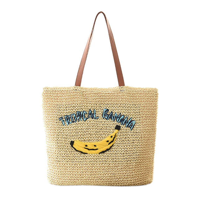 Tropical Straw Beach Bag